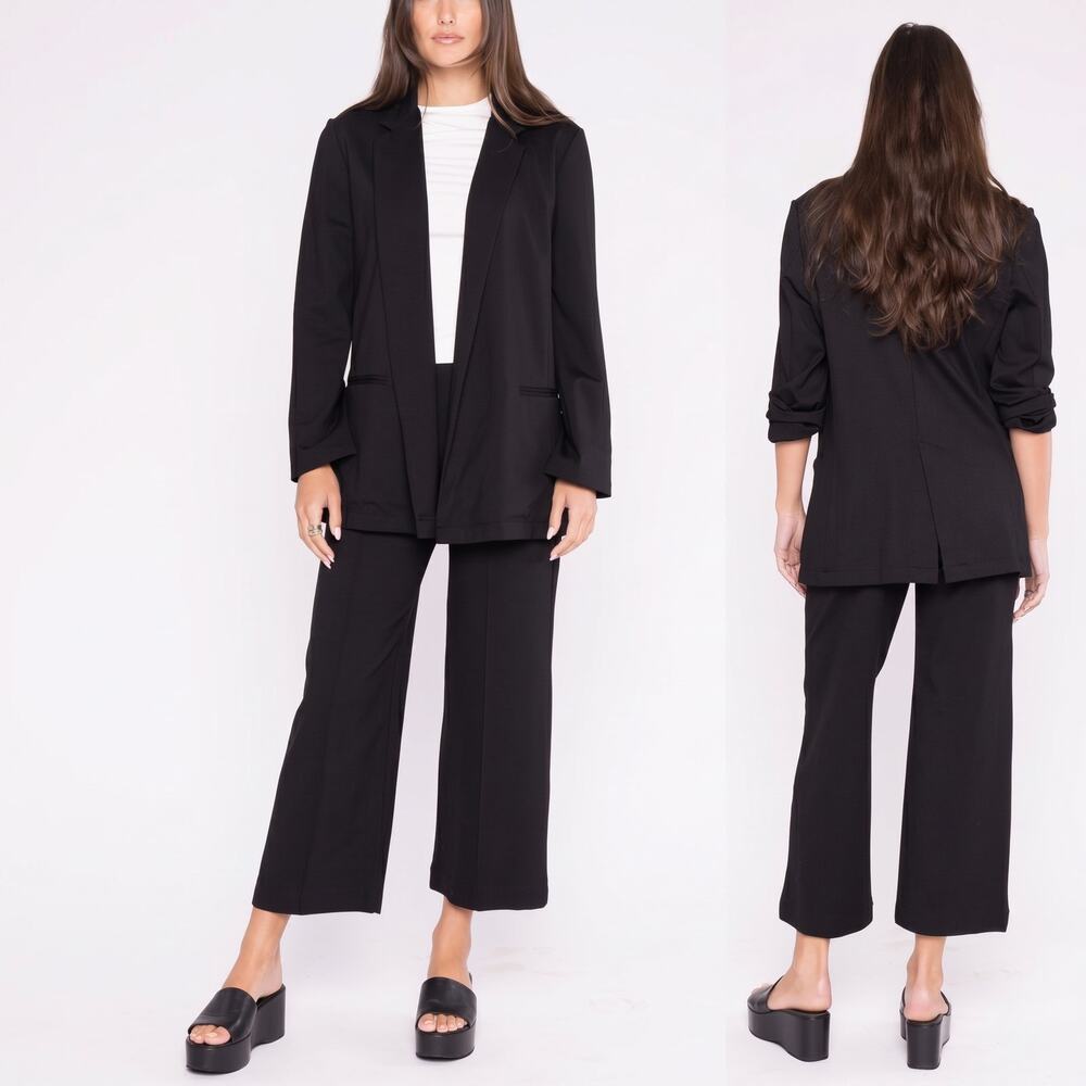 RIPLEY RADER Black Ponte Knit Straight Leg Pant Cropped size 1
